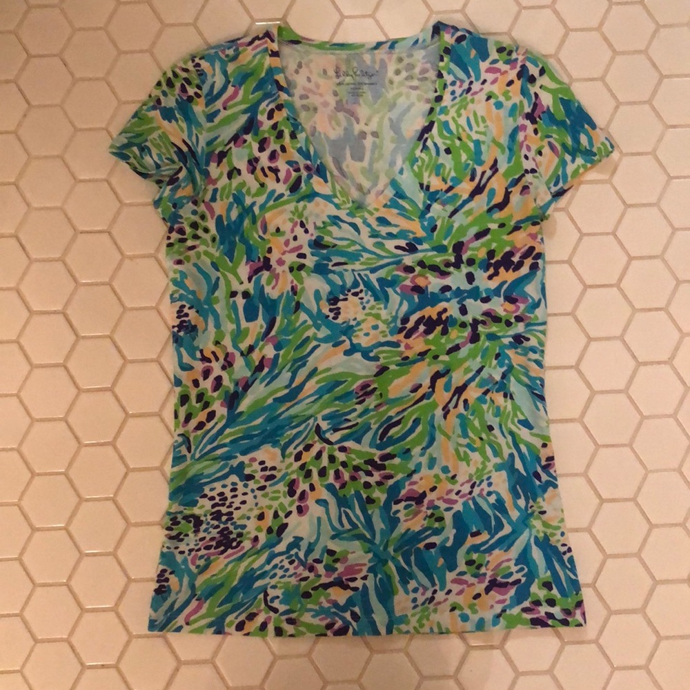 Lilly Pulitzer V-Neck T Shirt Sea Soirée Pattern